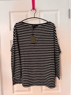 AllSaints Black and White Striped Tee